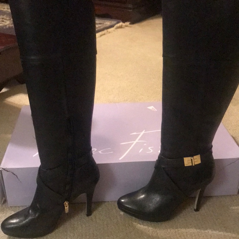 5” black leather boots
